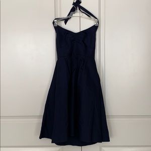 J. Crew 100% Cotton Blue Halter Dress Cotton Lined